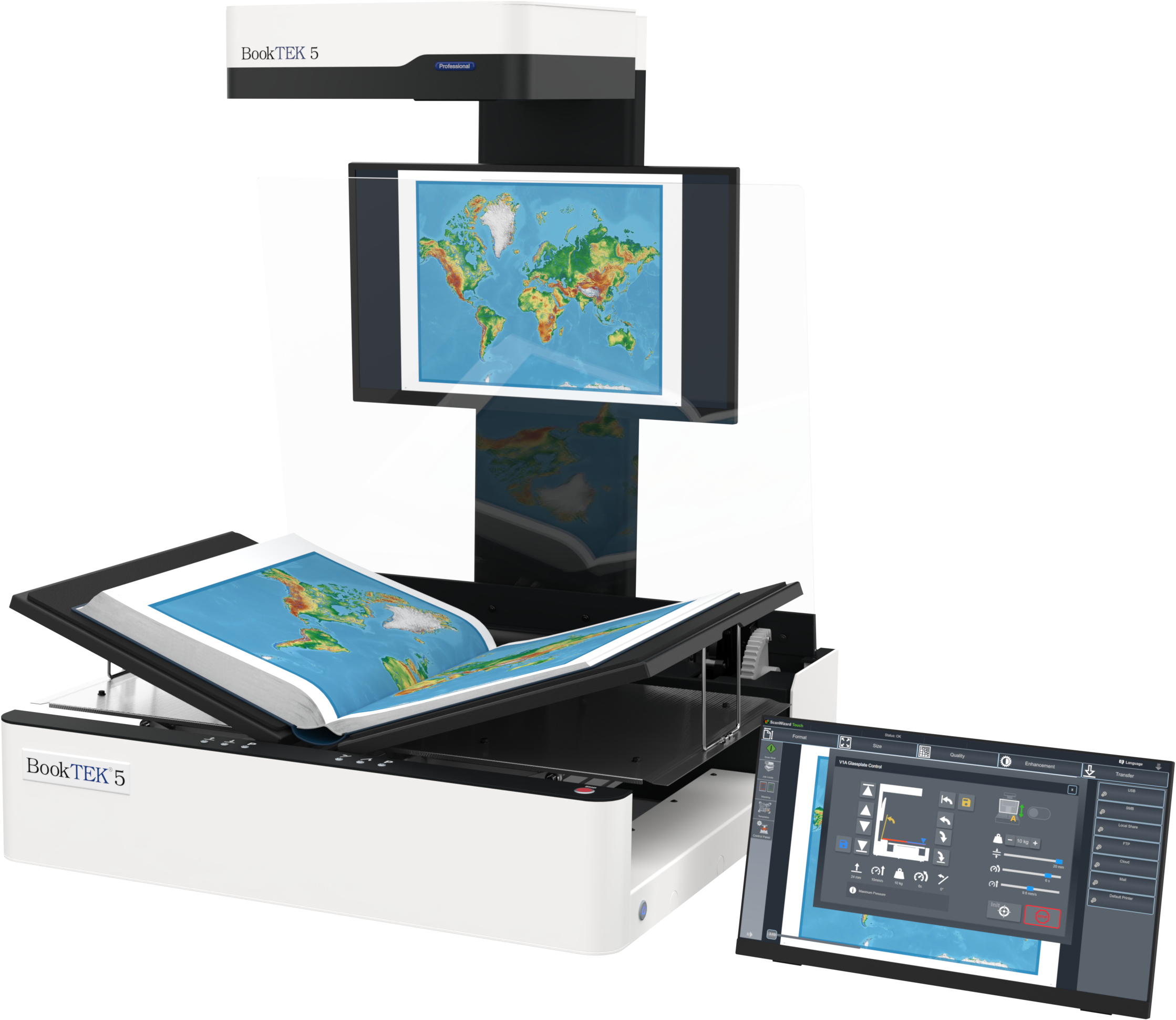 Buchscanner BookTEK 5-V1 diagonal mit Buch