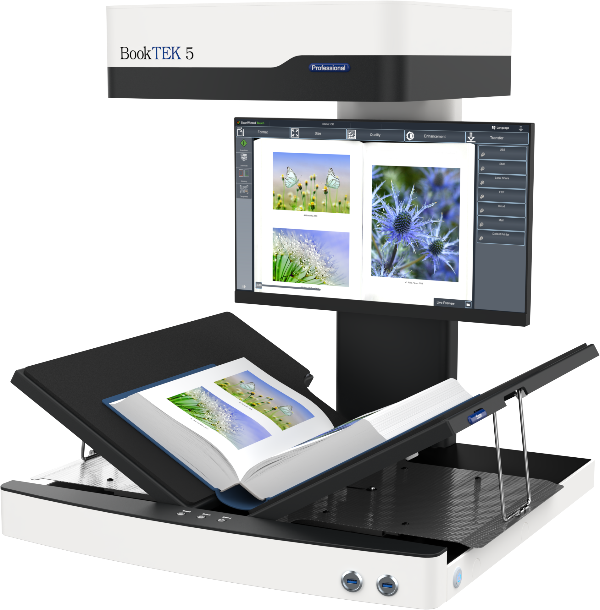 Buchscanner BookTEK 5-V2 diagonal mit Buch