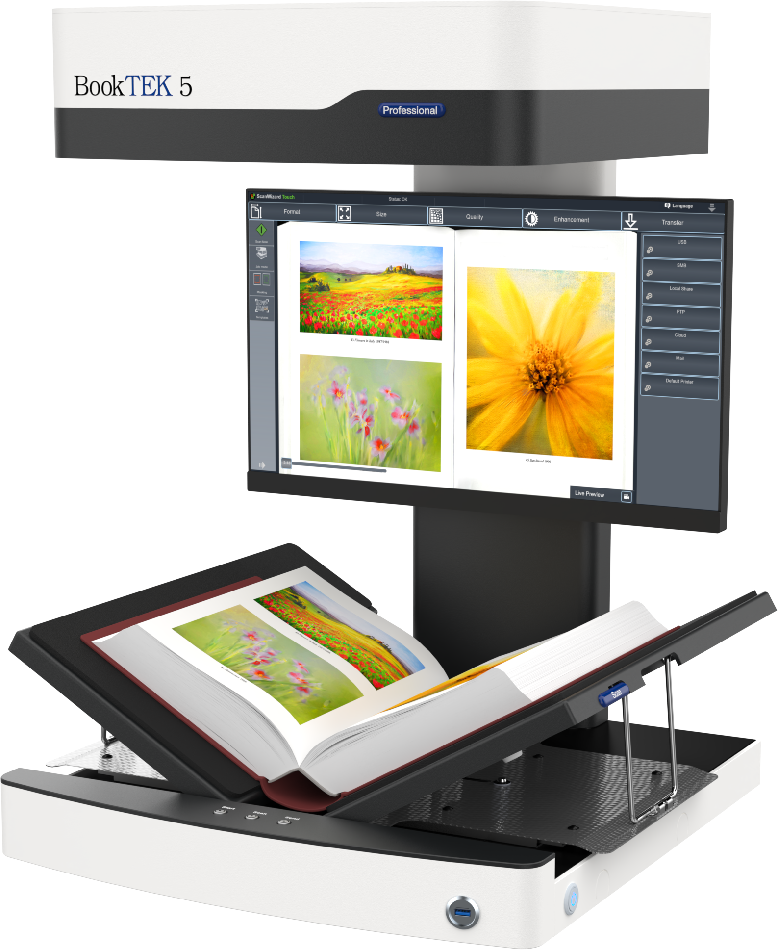 Buchscanner BookTEK 5-V3 diagonal mit Buch